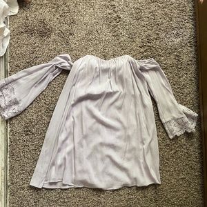 Off the shoulder, lavender dress